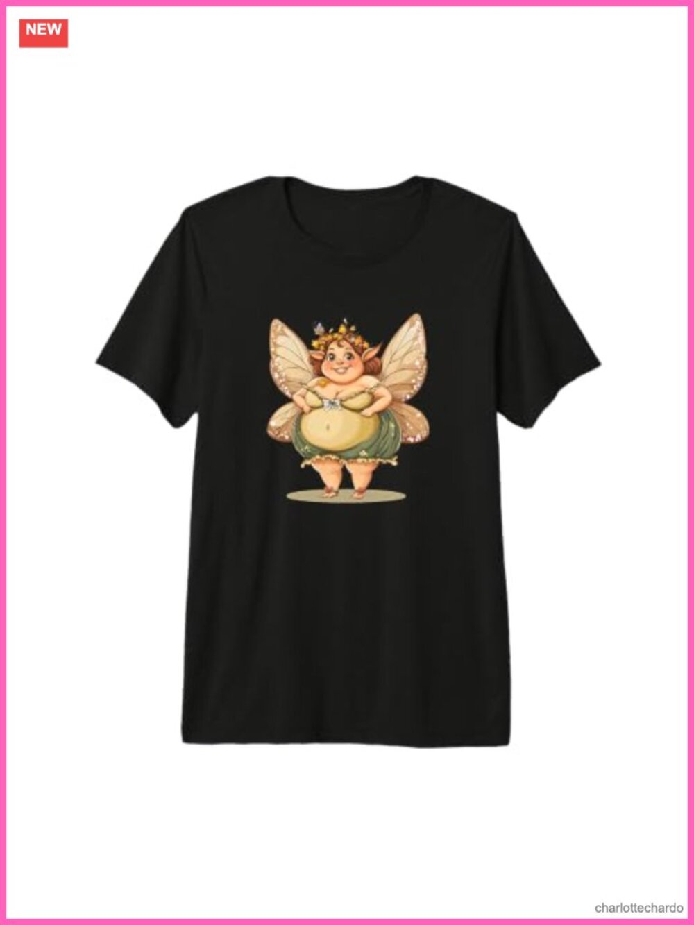 Magical Plump Fairy with Wings Tri-blend T-Shirt Crew Neck